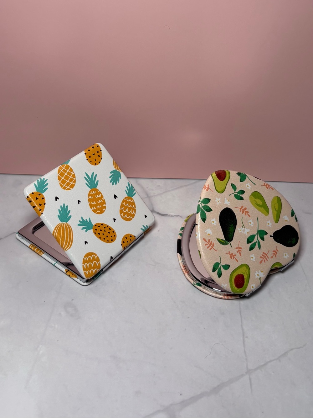 🍍🥑 Compact Mirrors - Pineapple & Avocado Prints